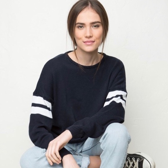 Brandy Melville Sweaters - Brandy Melville Navy Blue Veena Varsity Jacket